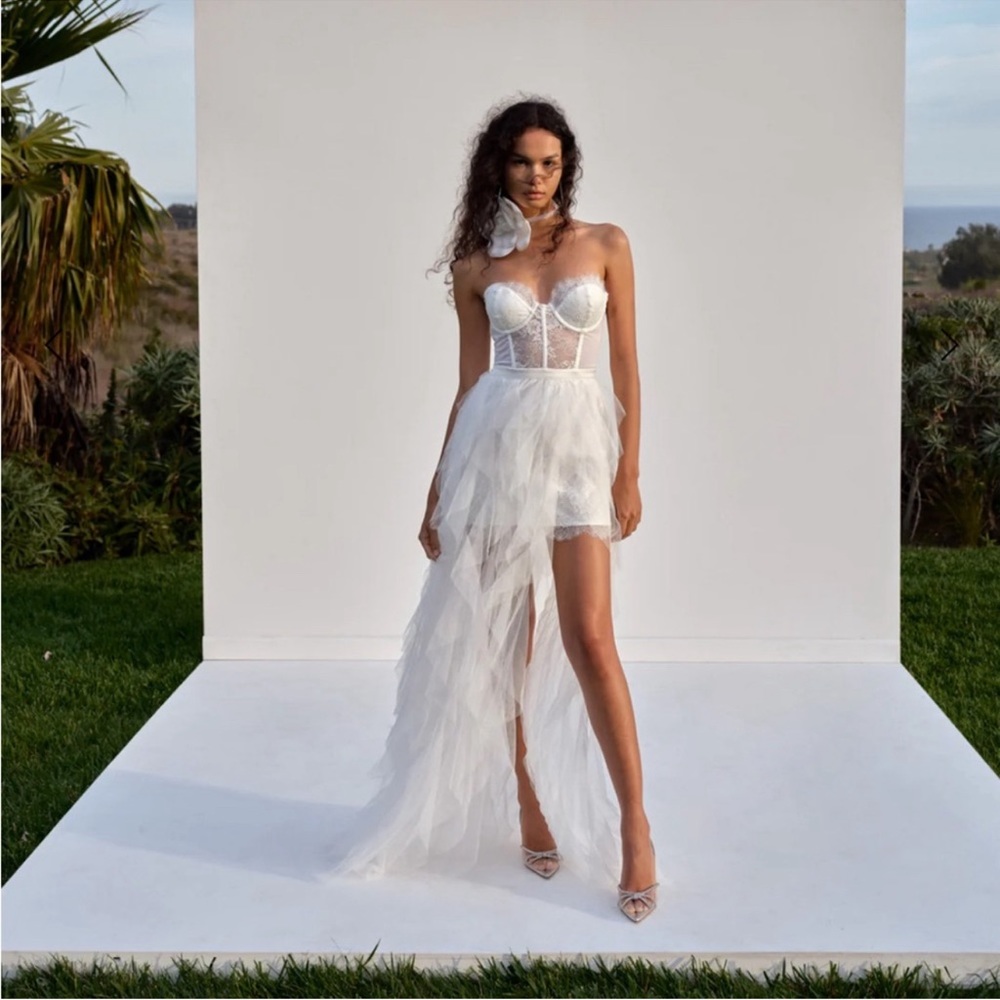 NWT For Love & Lemons X Revolve Bustier Gown in White M